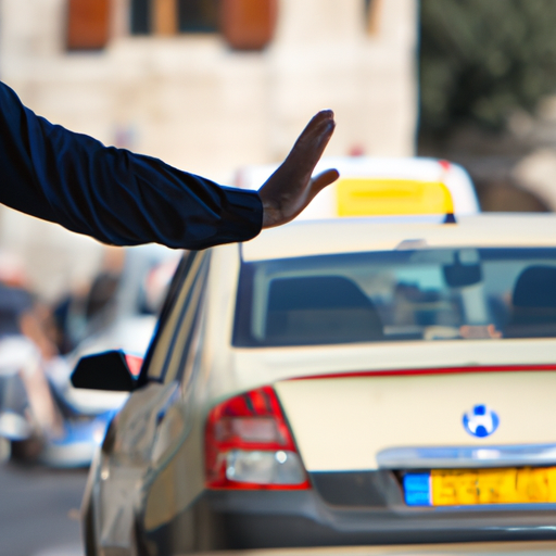 אדם מוביל מונית ברחוב בירושלים
