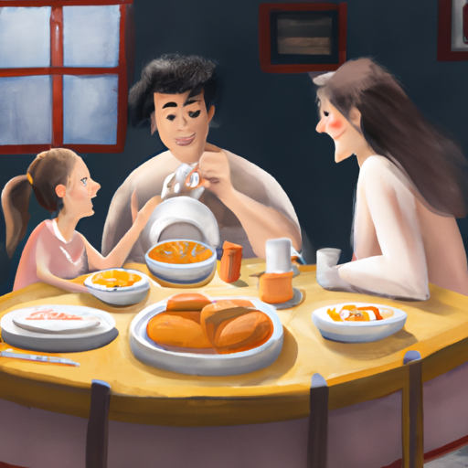 משפחה נהנית מארוחת בוקר משותפת של שבת