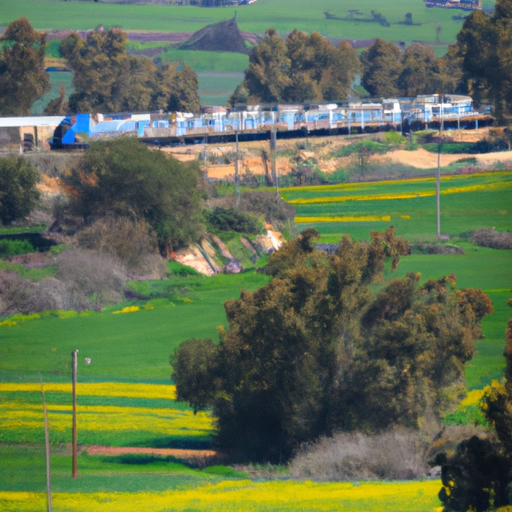 רכבת העוברת בשטחי הנוף הישראליים