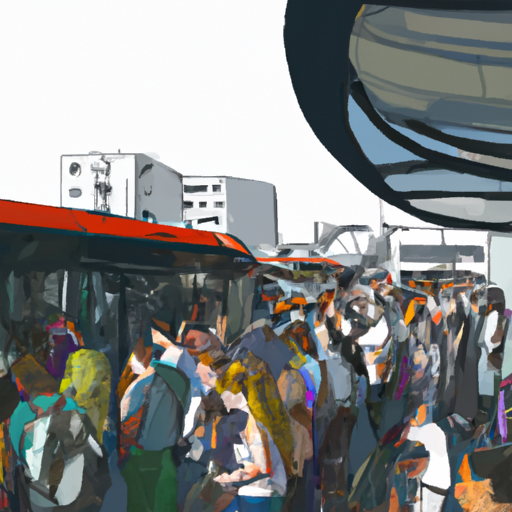 תחנת אוטובוס עמוסה בתל אביב בשעות העומס