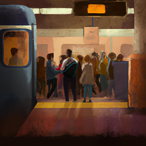 נוסעים העולים לכרמלית בתחנת רכבת תחתית עמוסה