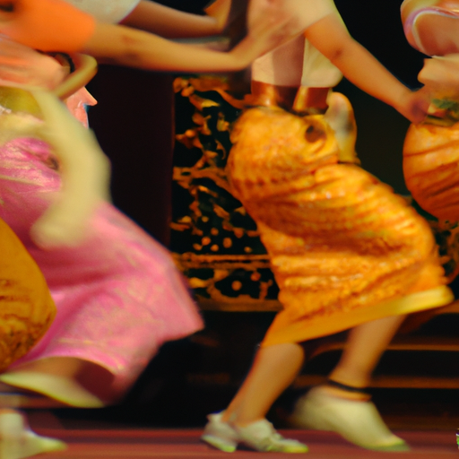 קבוצת רקדנים מבצעת ריקוד תאילנדי מסורתי.