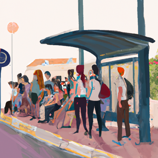 תחנת אוטובוס עמוסה בישראל עם אנשים שמחכים לאוטובוס שלהם