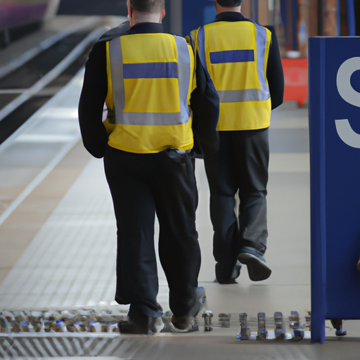 אנשי ביטחון מפטרלים ברציף רכבת למען בטיחות הנוסעים