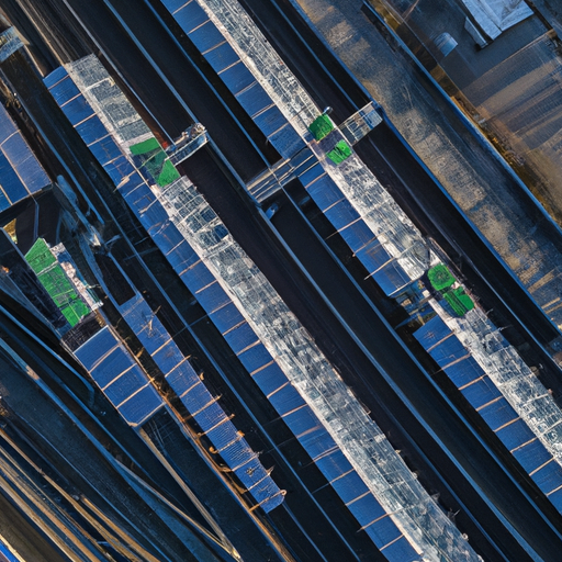 מבט אווירי של תחנת רכבת המונעת באמצעות אנרגיה סולארית
