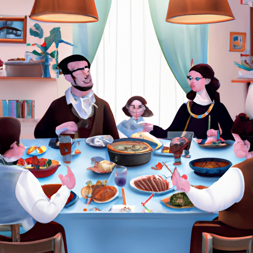 משפחה נהנית מארוחת שבת מסורתית עם מארחים ישראלים