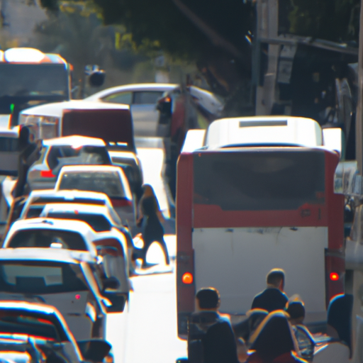רחוב הומה אדם עם מכוניות ואוטובוסים בתל אביב ביום חול