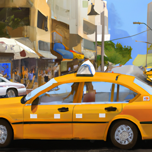 מונית נוסעת ברחוב סואן בתל אביב