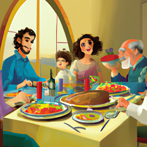 משפחה נהנית מארוחת שבת בבית